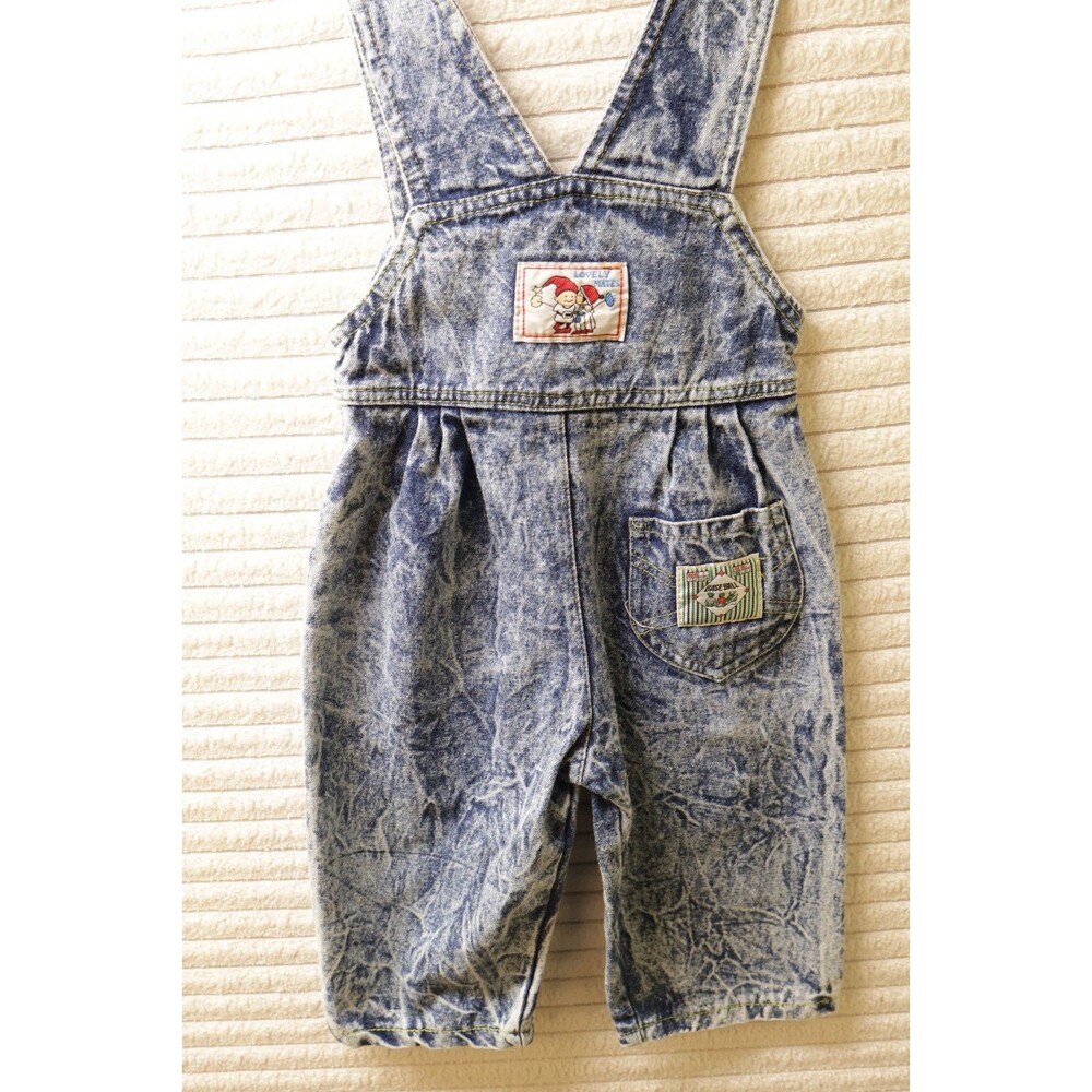 Vintage 80s Top way Acid Wash Denim Overalls Size 1 Toddler Novelty Sheriff